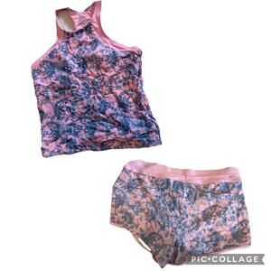 Athleta Bikini Set Girls Size 14/16 XL XXL Tie-Dye High Neck Active Swim Beach